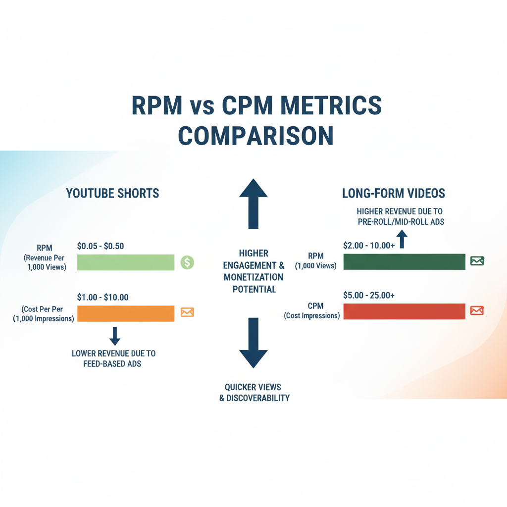 Typical RPM for Shorts vs Long-Form Videos — 500 views on youtube shorts money