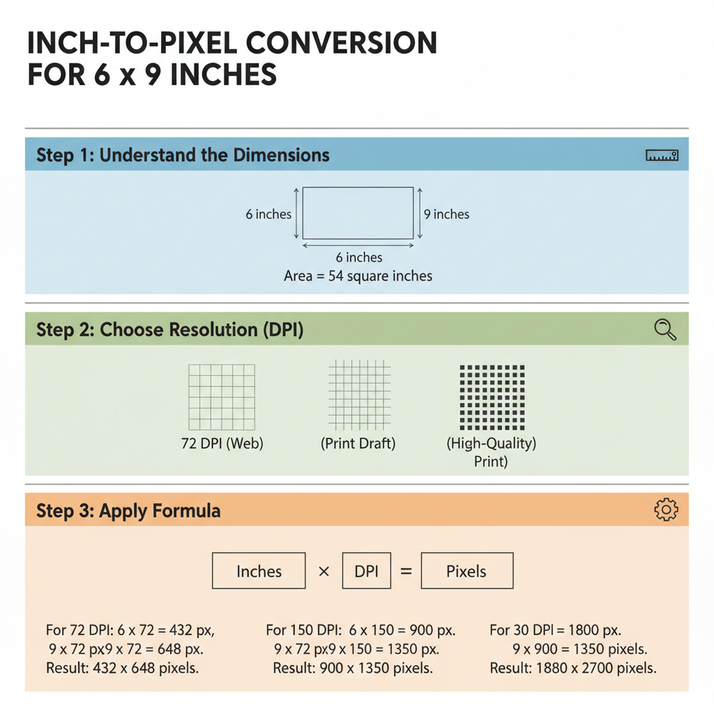 Standard Print DPI Values — 6x9 in pixels size guide