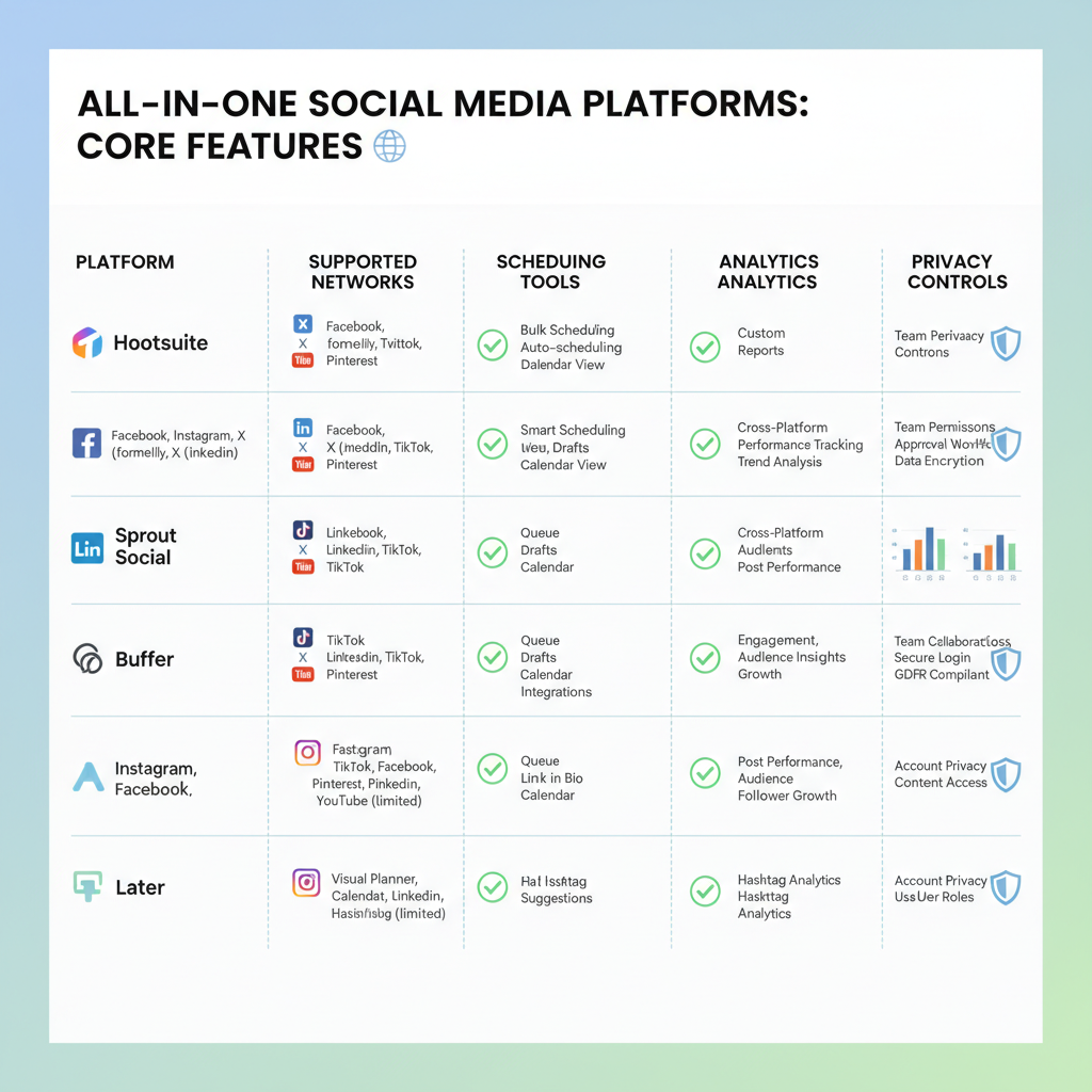 Core Features to Look For in an All-in-One Platform — all social media apps in one