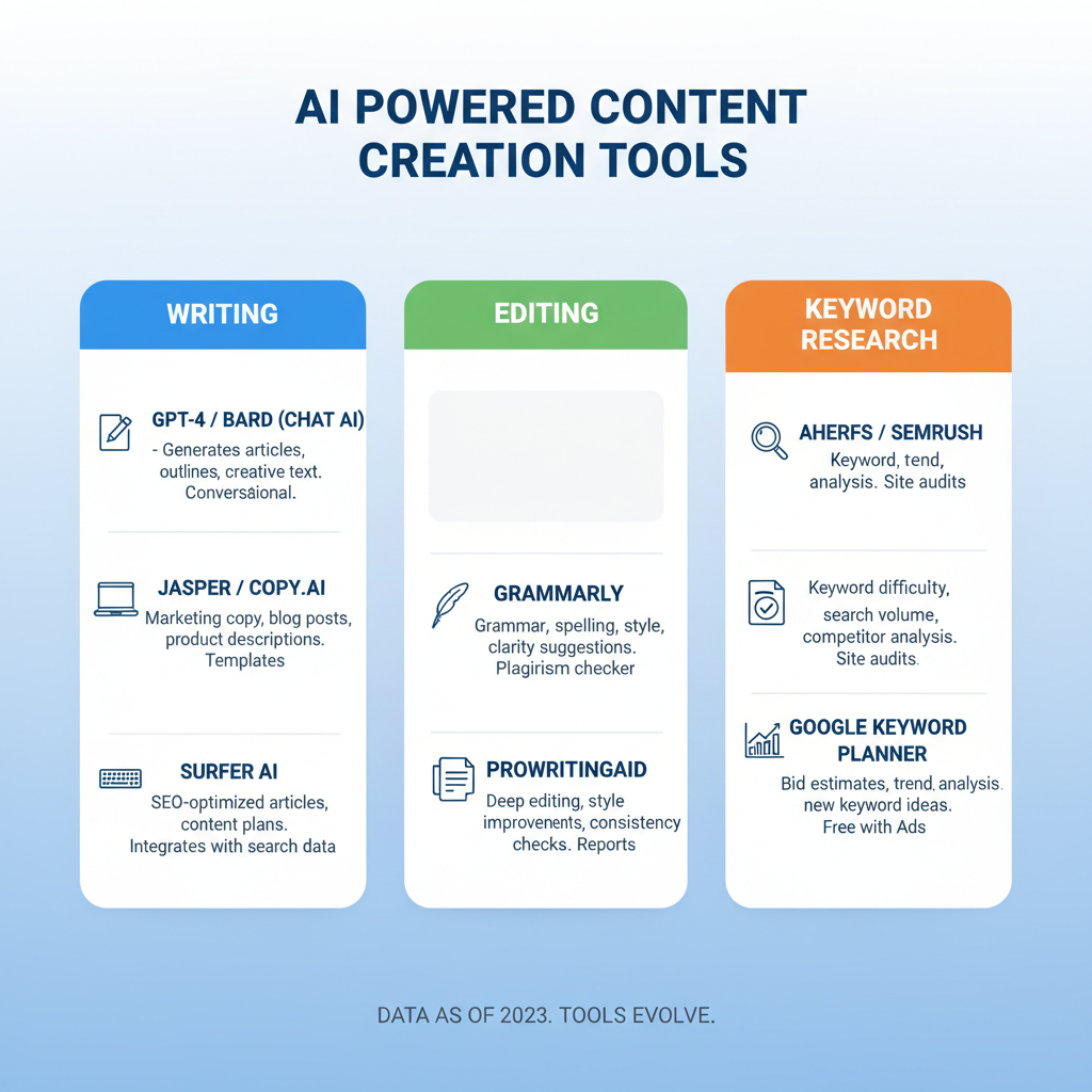 Recommended AI SEO Tools — artificial intelligence in content creation