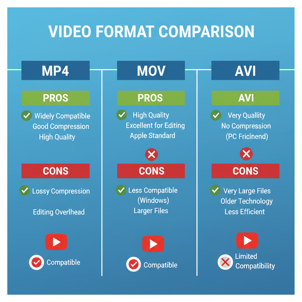 MP4 vs MOV vs AVI: Pros, Cons, and Compatibility — best file format for youtube upload
