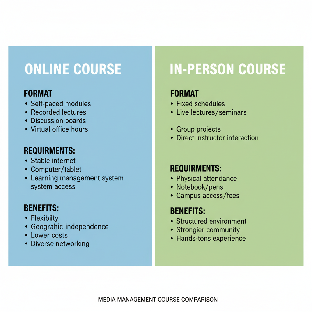 Comparison of Online vs. In-Person Media Management Courses — best media management courses 2024
