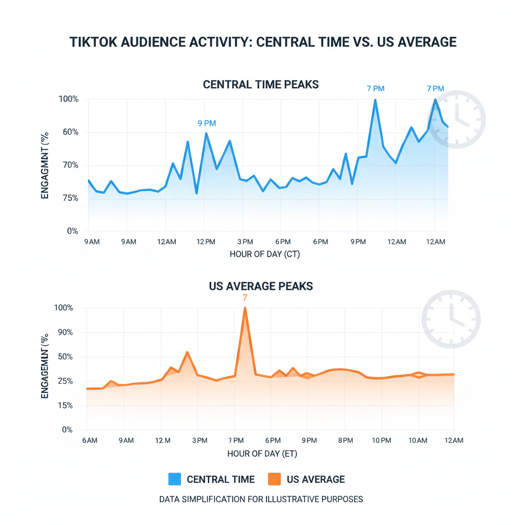 TikTok Audience Activity Patterns (General Data) — best times to post on tiktok central time
