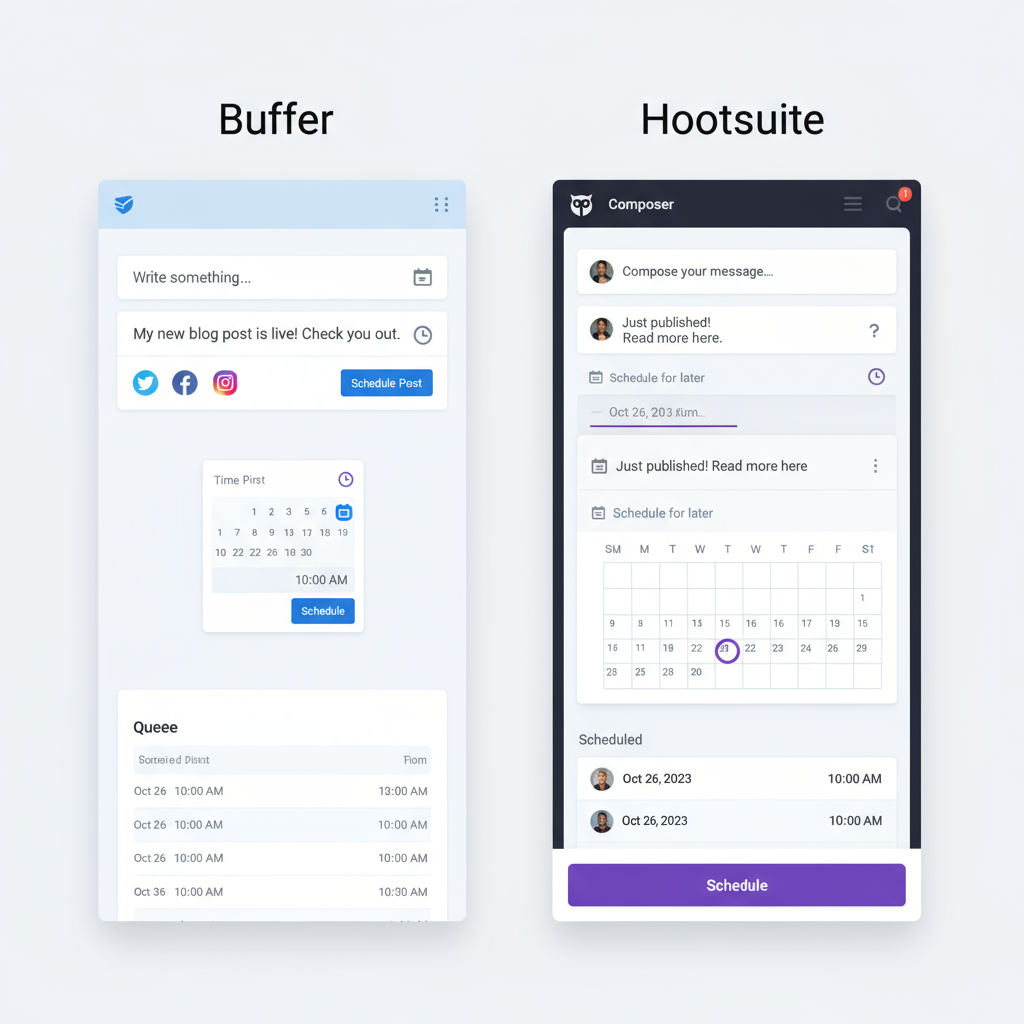 User Interface and Ease of Use — buffer vs hootsuite comparison