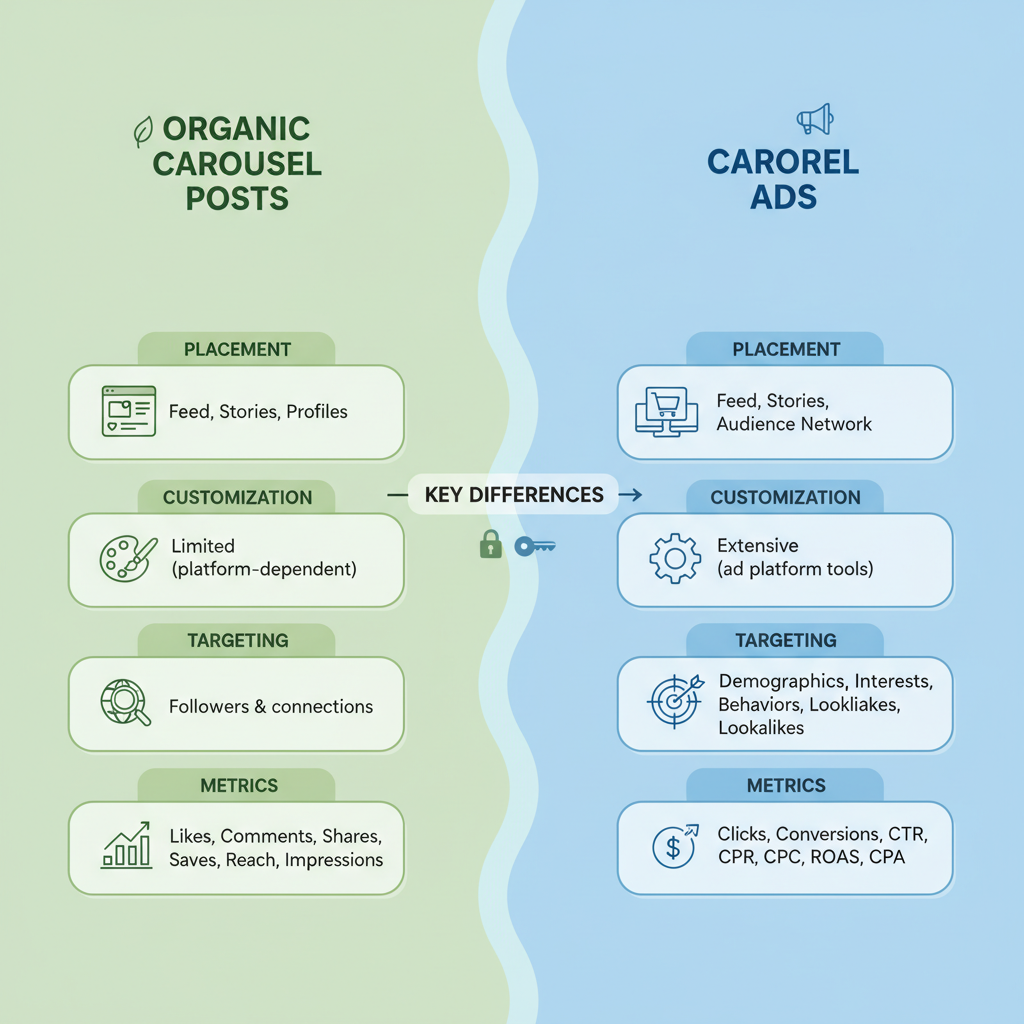 Organic Carousel Posts vs. Carousel Ads — can you post carousels on facebook