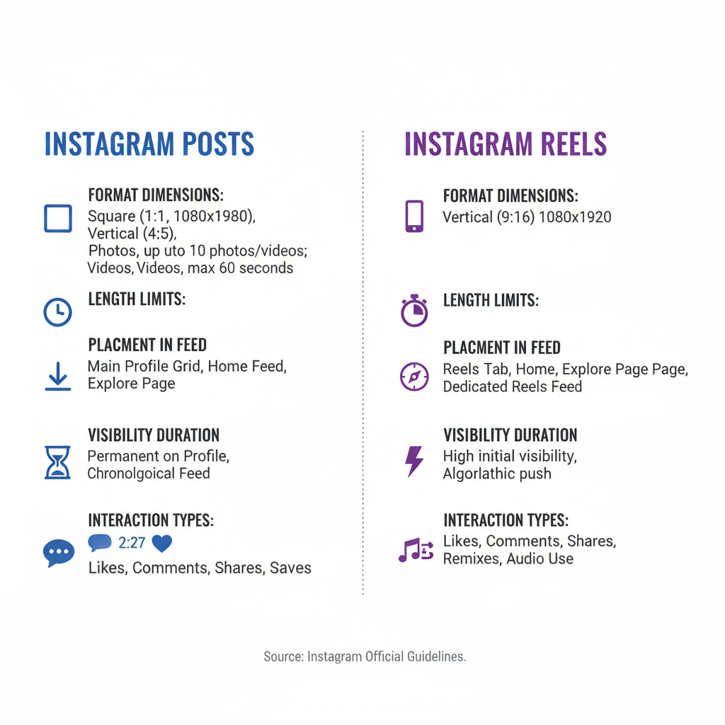 Introduction to Instagram Content Formats — difference between a post and a reel on instagram