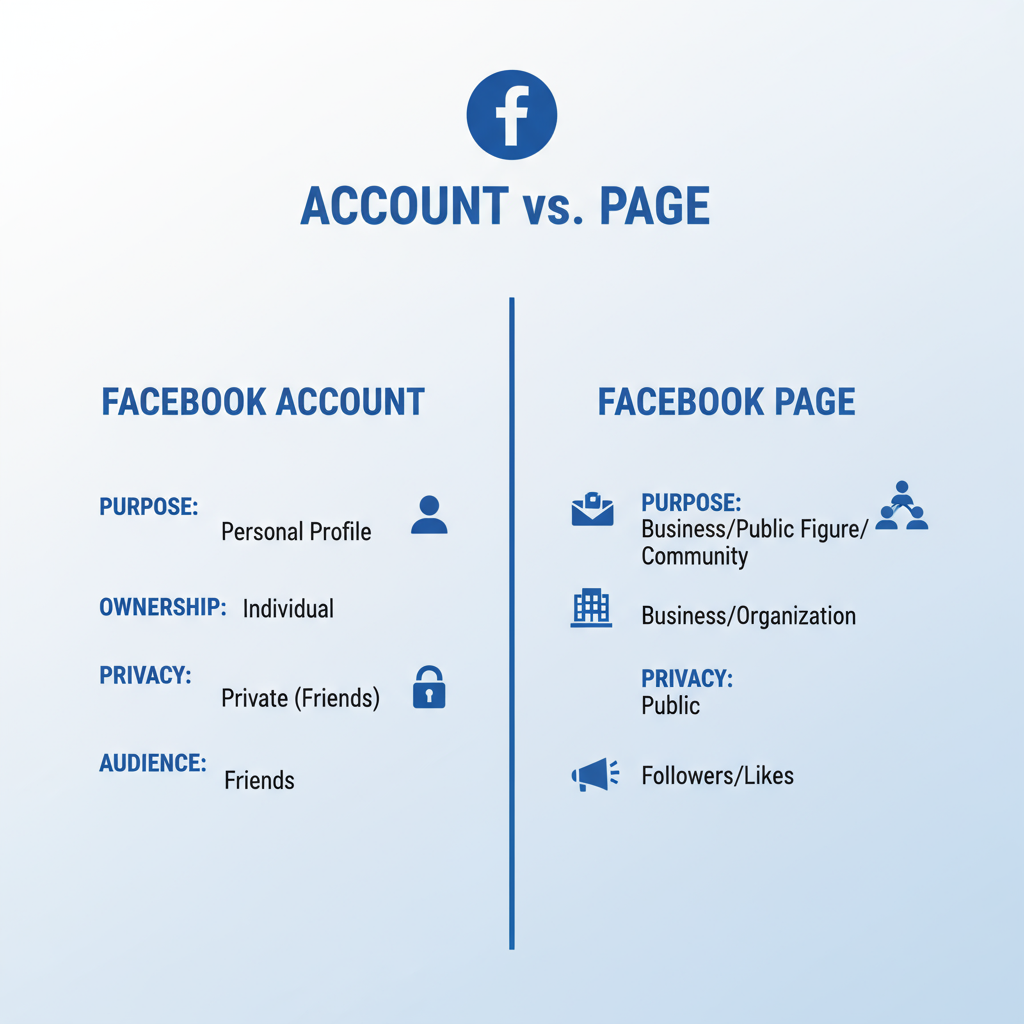 Key Purpose Differences — difference between facebook page and account