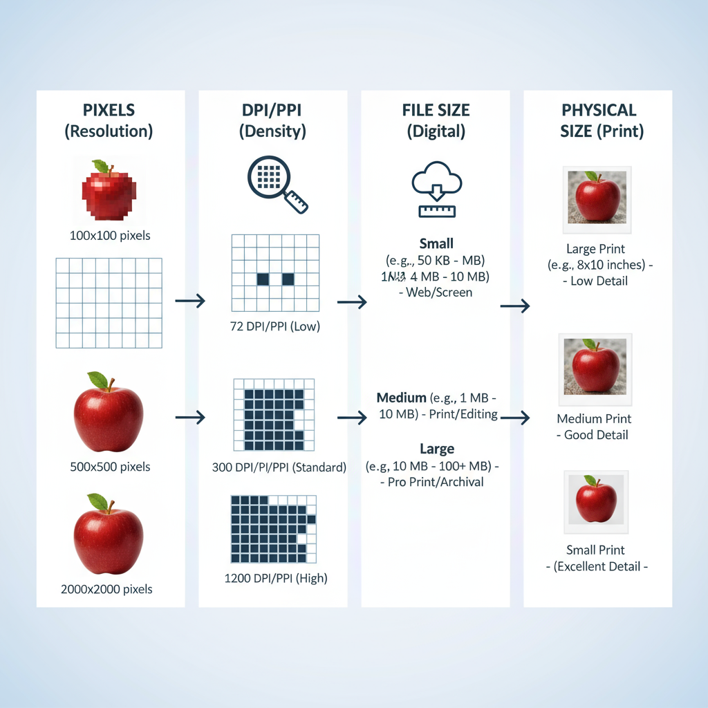 Dimensions vs. Resolution (PPI / DPI) — dimensions of image