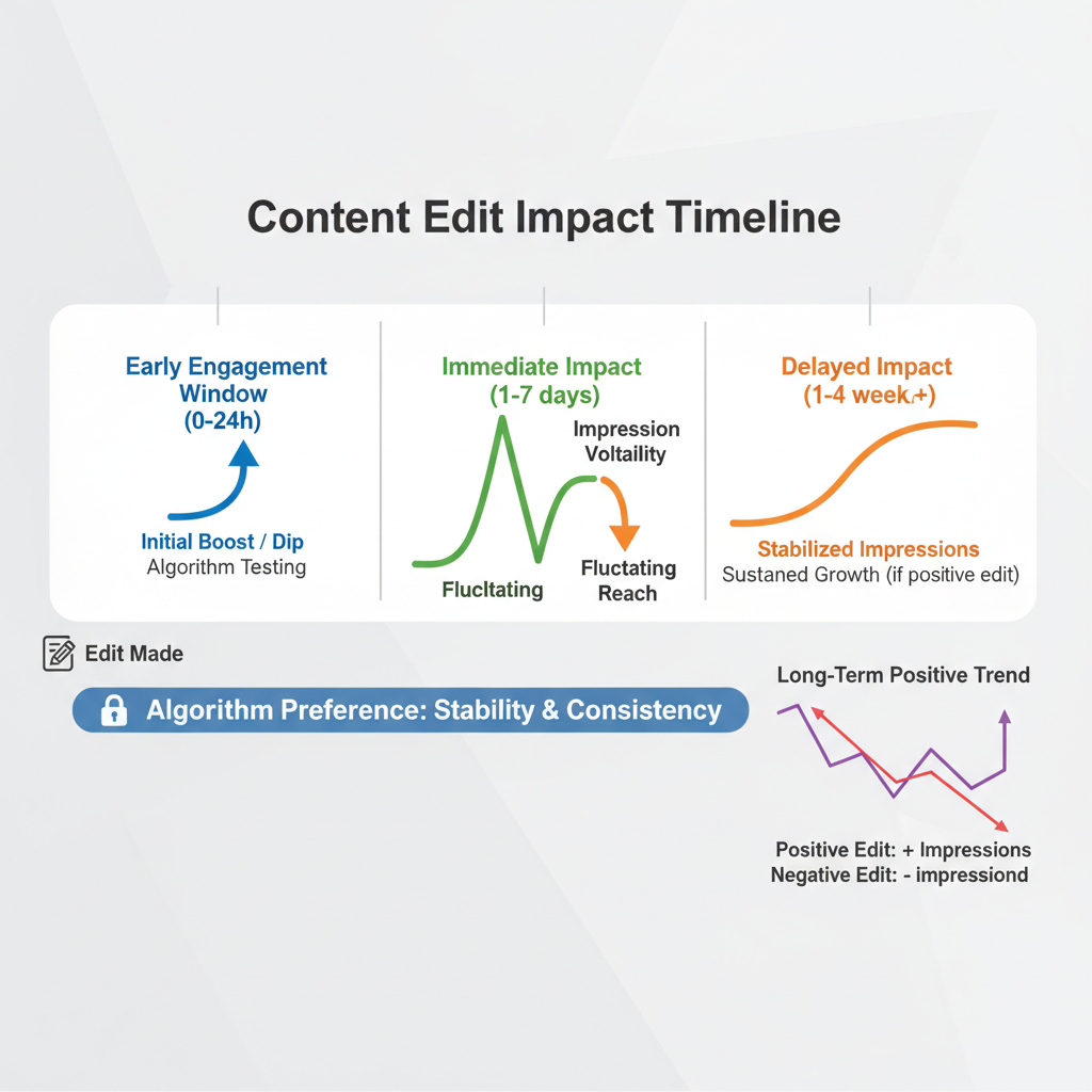 Immediate vs. Delayed Impact on Impressions After Editing — editing linkedin posts algorithm