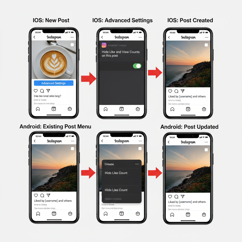 On the Instagram Mobile App (iOS/Android) — hide my instagram likes