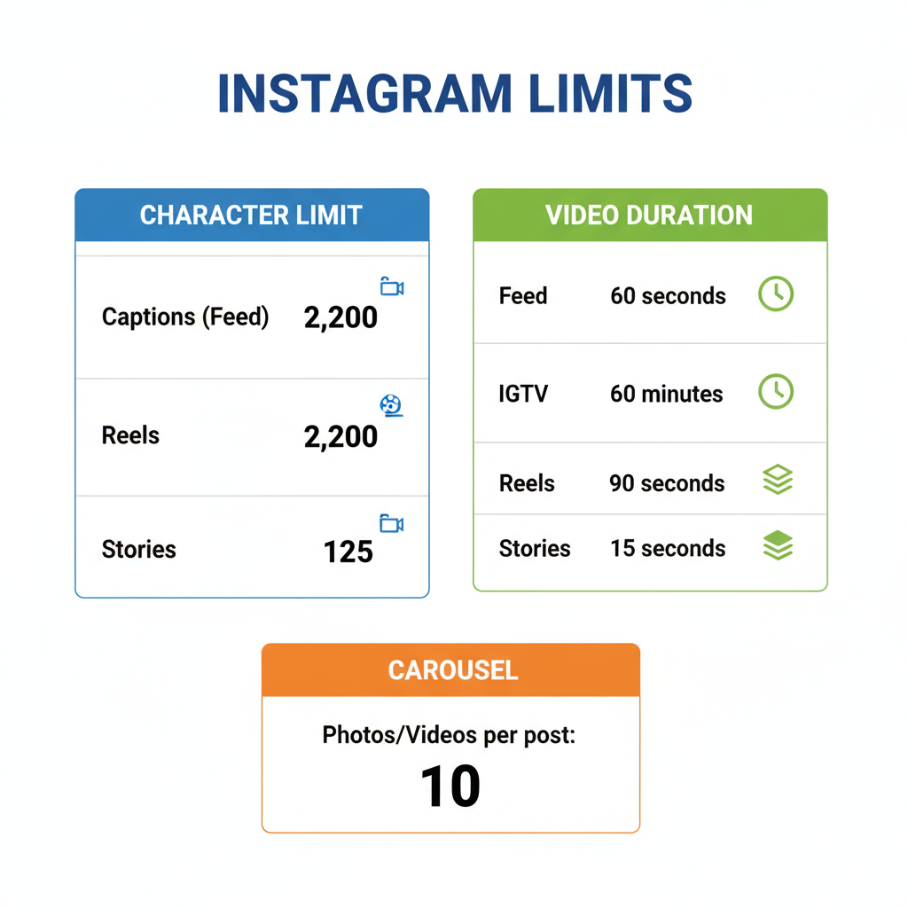 Maximum Length for Instagram Videos (Feed, IGTV, Reels, Stories) — how long can instagram posts be