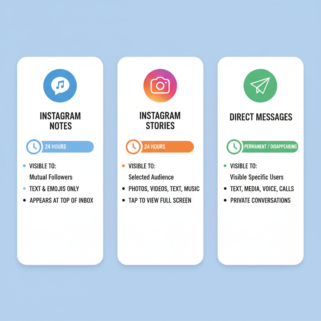 Comparing Notes, Stories, and Direct Messages: Lifespans — how long do notes stay on instagram