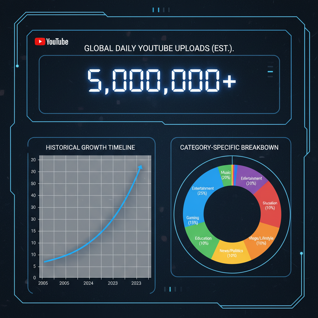 Category-Specific Upload Breakdown — how many videos are uploaded to youtube each day