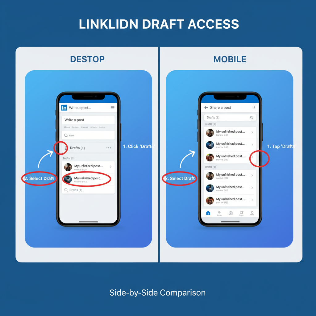 Steps to Access LinkedIn Drafts on Mobile — how to access post drafts on linkedin