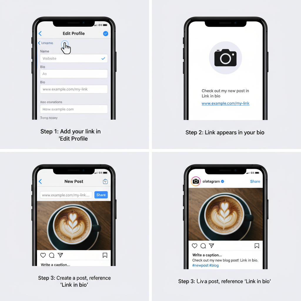 Steps — how to add a clickable link to instagram post