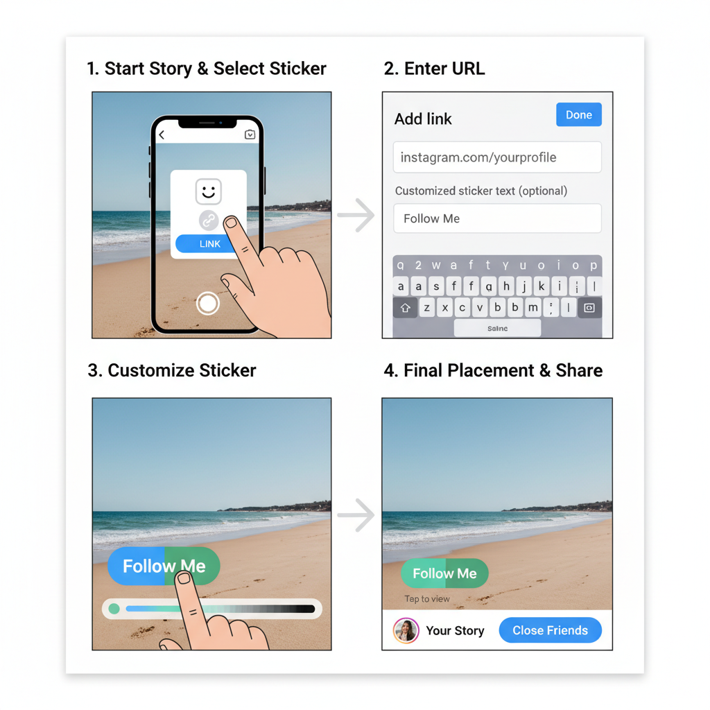 Open Story Creation Mode — how to add a link on ig stories