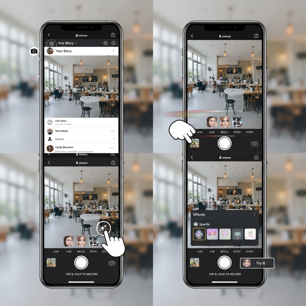 4. Browse Through Trending and Saved Effects — how to add effects on instagram story