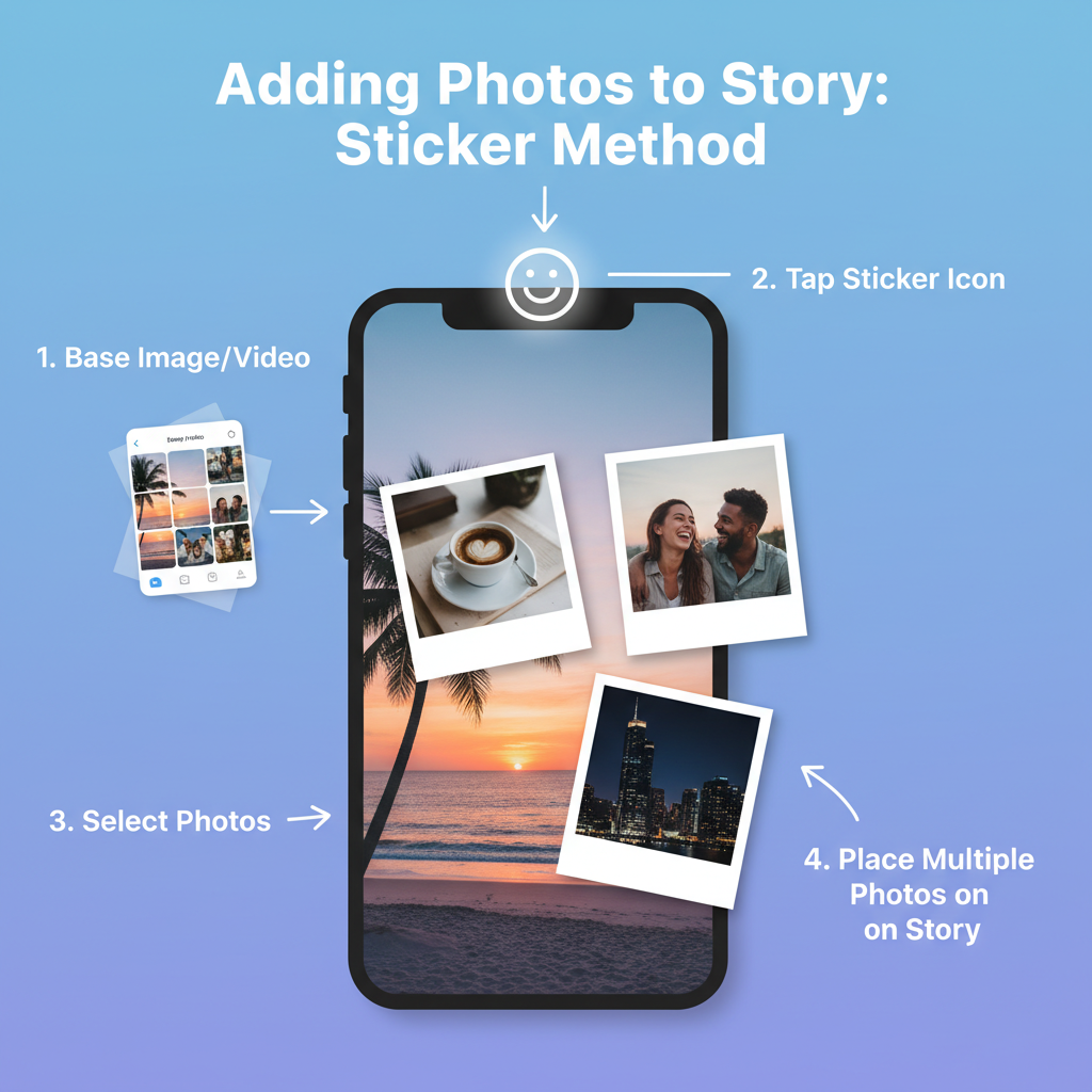 Step 3: Add Multiple Photos in a Chosen Grid Style — how to add more than one photo on instagram story