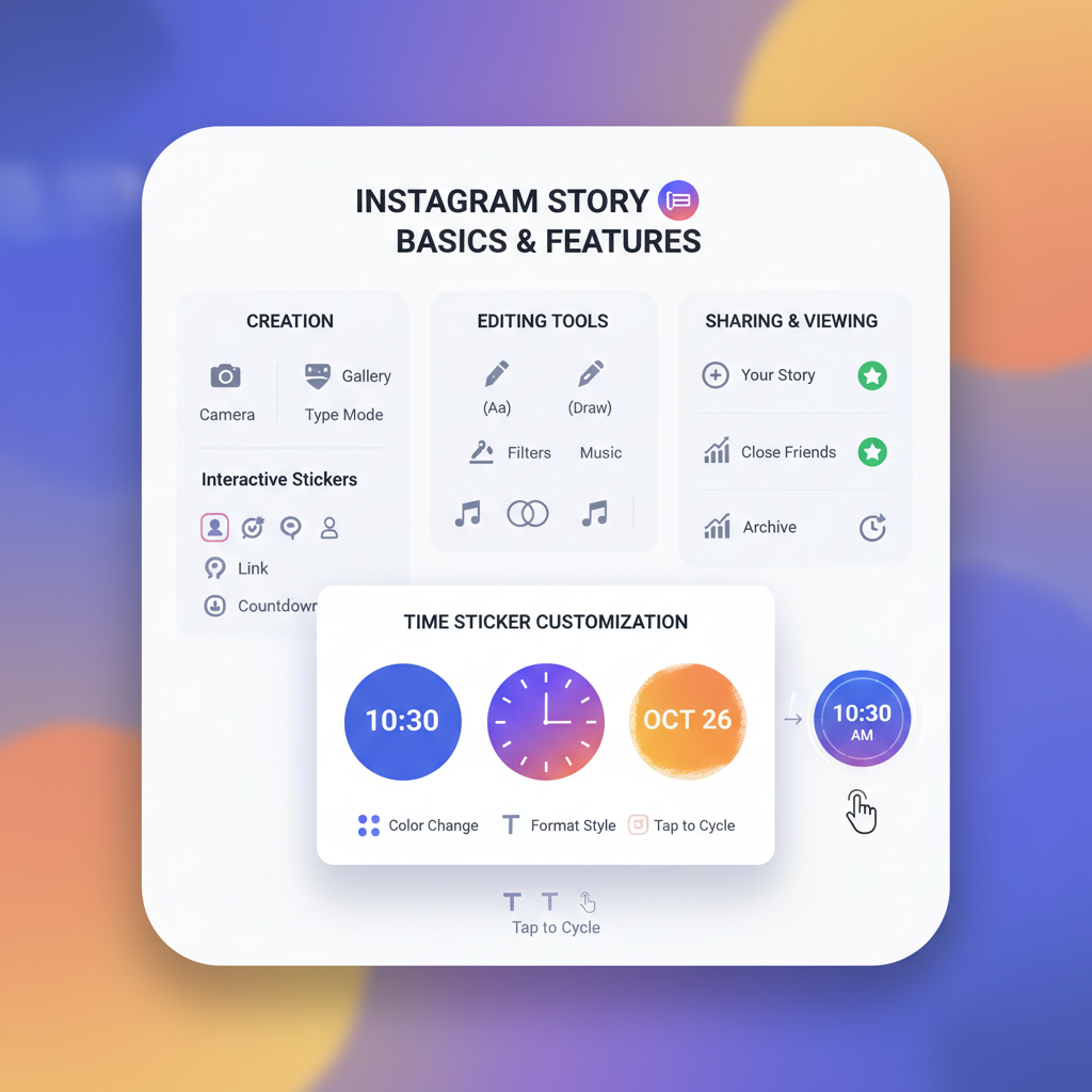 Access the Sticker Tool from the Top Menu — how to add time to instagram story