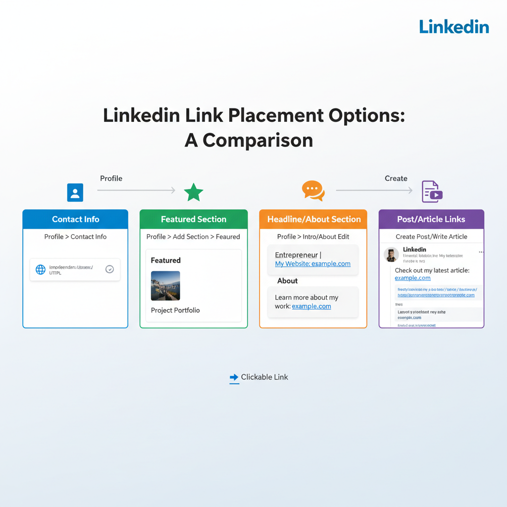 Primary Link Placement Areas — how to add visit my website on linkedin