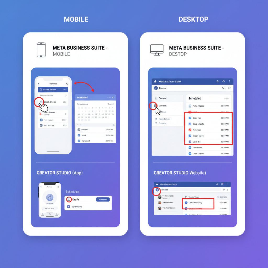 On Desktop — how to check scheduled posts on instagram