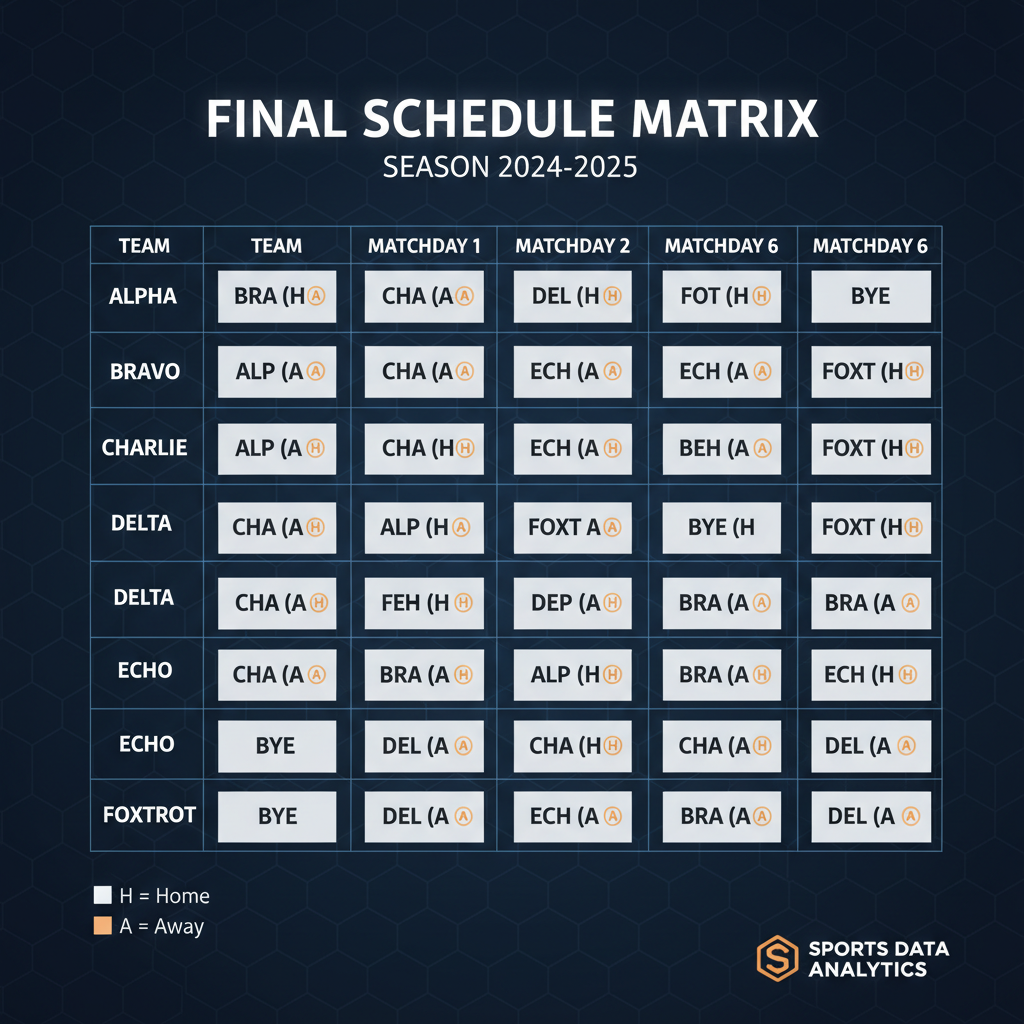 Steps: — how to create a 6 team schedule generator for fair play