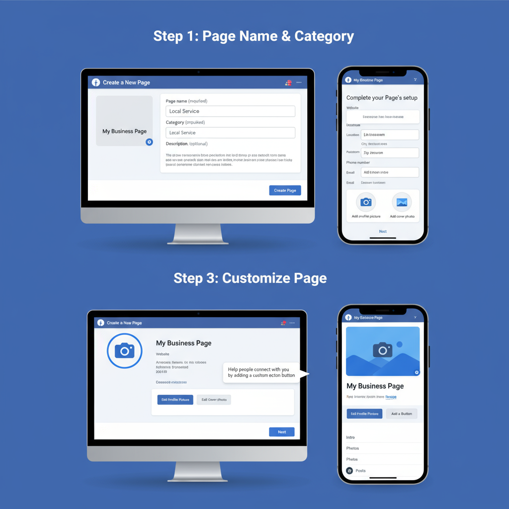 On Mobile (Facebook App) — how to create a facebook business page