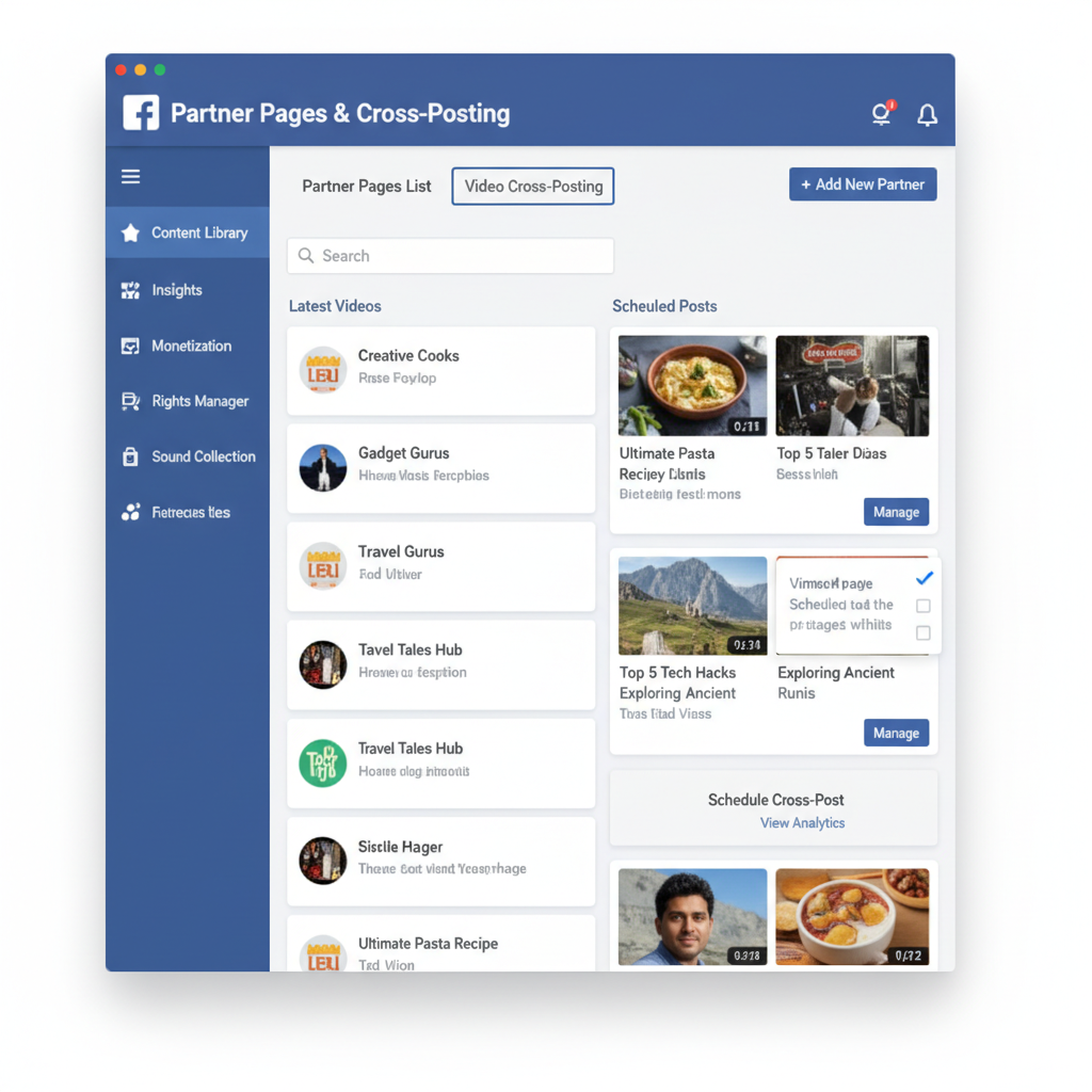 Adding Partner Pages for Video Cross-Posting — how to cross post on facebook effectively