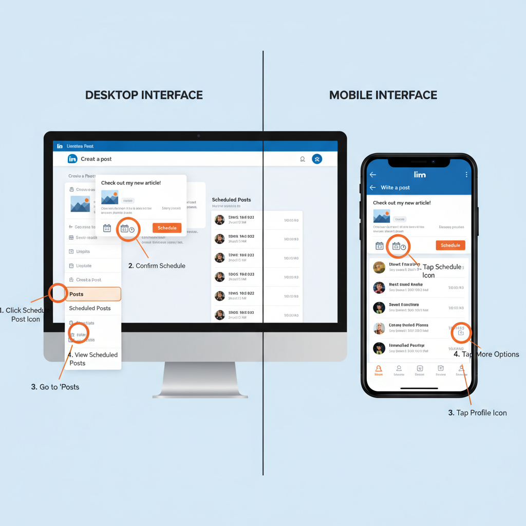 On Mobile App — how to edit a scheduled post on linkedin