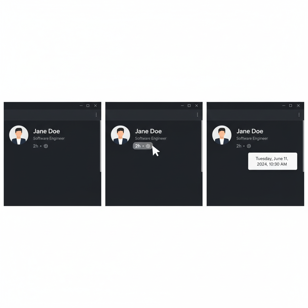 Hover Over Date/Time on Desktop for Exact DateTime — how to find date of linkedin post