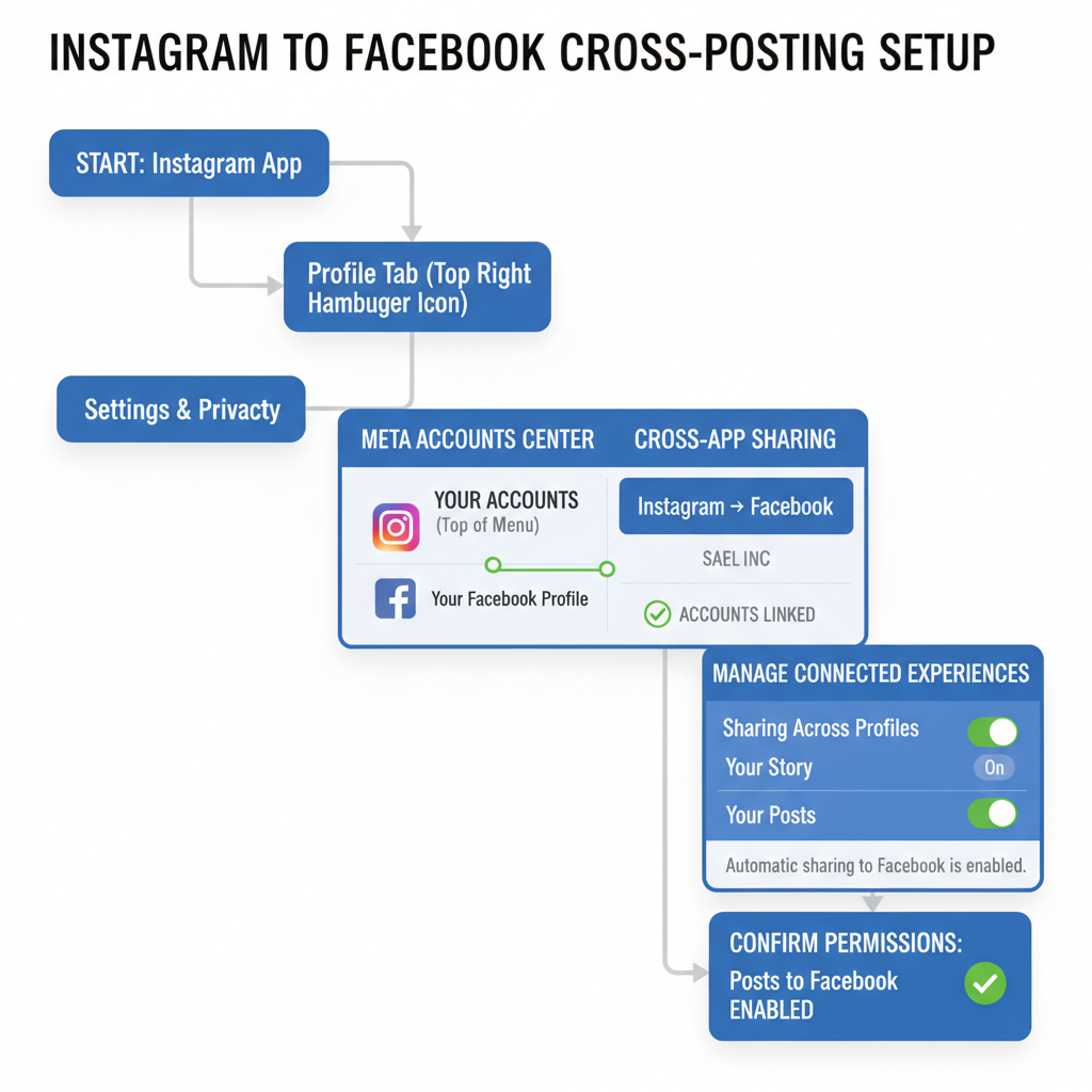 Check if Accounts Are Properly Connected in Meta Accounts Center — how to fix instagram not posting on facebook