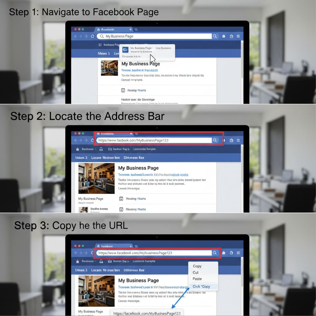 Steps: — how to get facebook page url