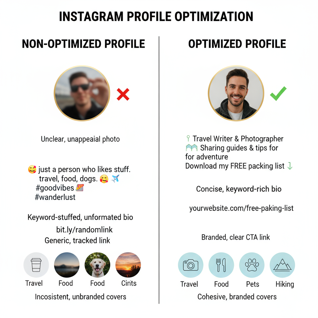 Optimize Your Profile Photo, Bio, and Link — how to grow followers on instagram organically