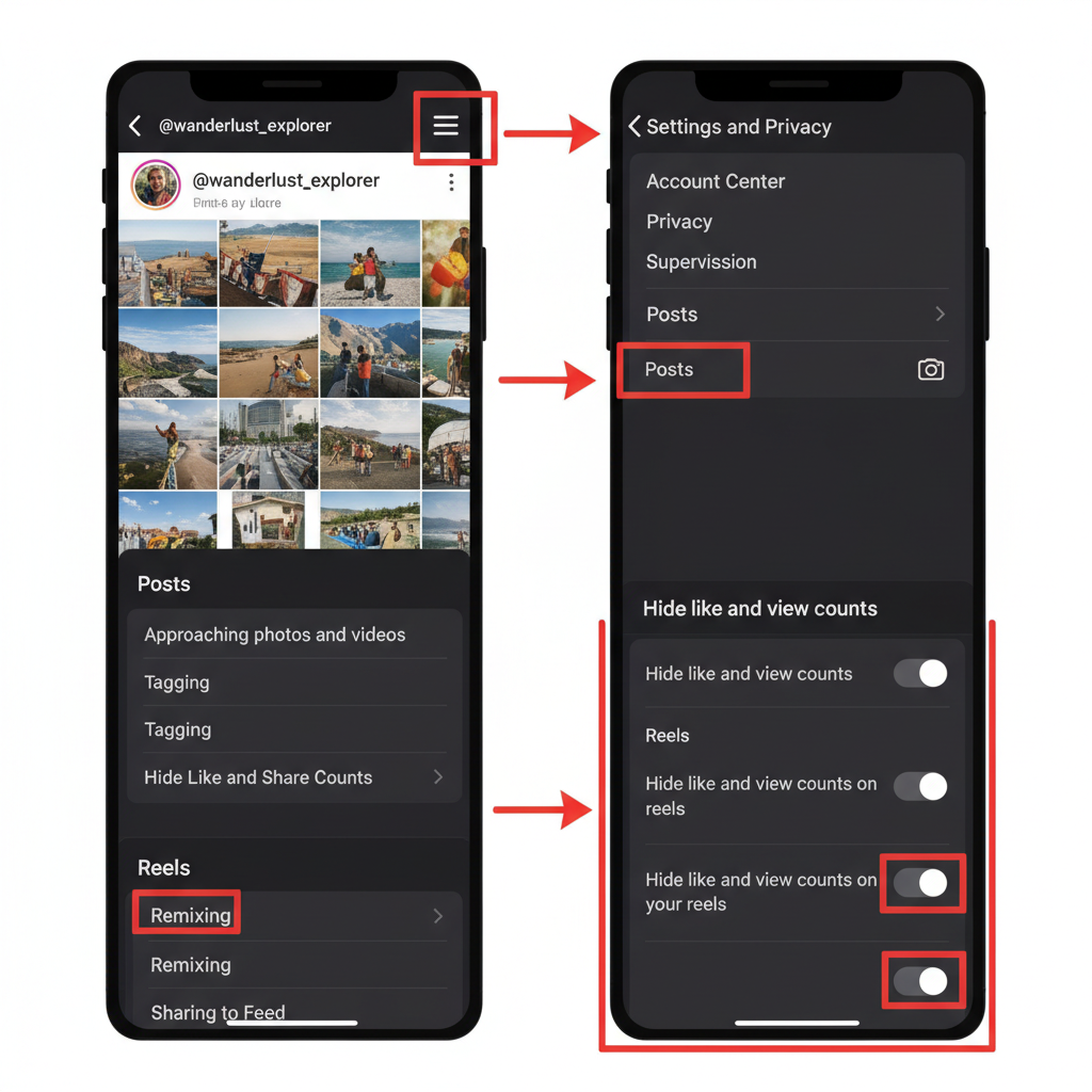 Access Privacy Settings From Your Profile — how to hide my likes on instagram reels