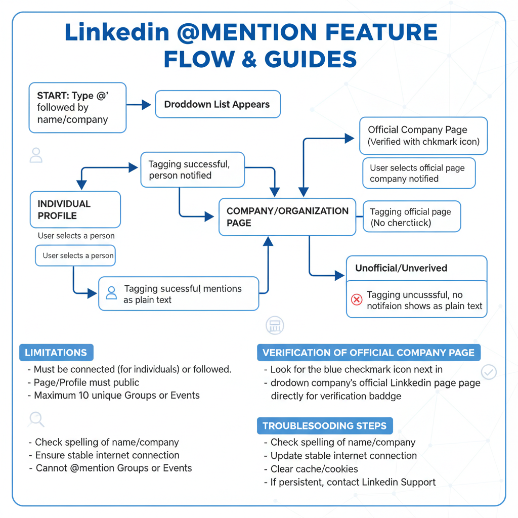 Start Your Post and Type “@” Followed by the Company Name — how to link a company in a linkedin post