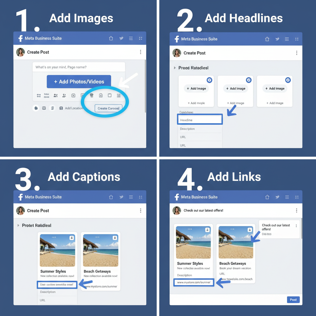Creating a Carousel with Facebook Ads Manager (Sponsored) — how to make a carousel post on facebook
