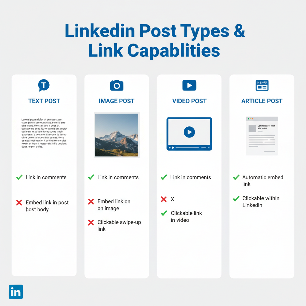 Using the “Add a Link” Option for Articles or Documents — how to make a link in a linkedin post