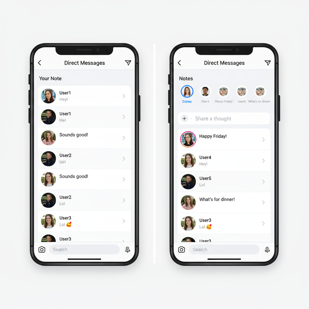 Open Instagram and Go to Direct Messages — how to make a note on instagram