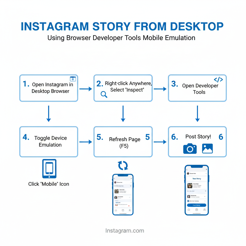 Method 2: Browser Developer Tools Mobile Emulation — how to post instagram stories from desktop