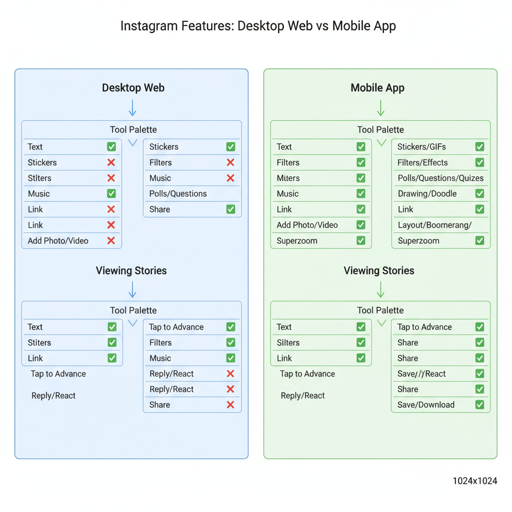 Official Instagram Desktop/Web Story Features — how to post instagram stories from desktop