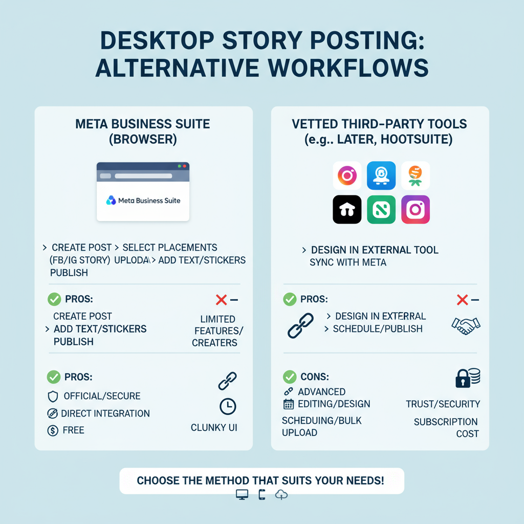 Limitations of Instagram Desktop App and Web Version for Stories — how to post to instagram story from desktop
