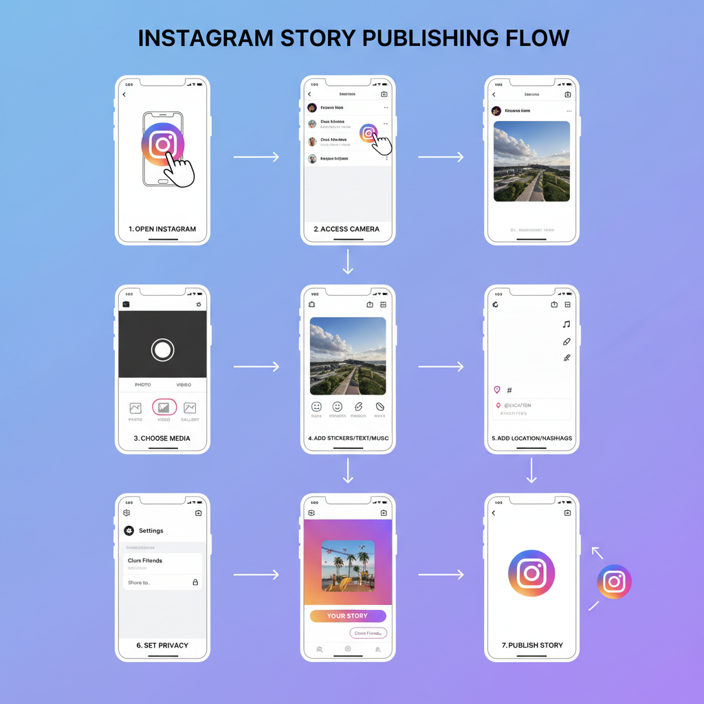 Open the Instagram Camera and Choose Between Photo, Video, or Upload from Gallery — how to put a story on instagram step by step