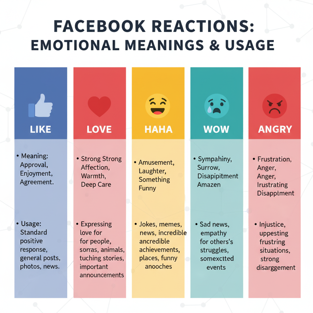 Different Facebook Reaction Types and What They Convey — how to react in facebook comments the right way