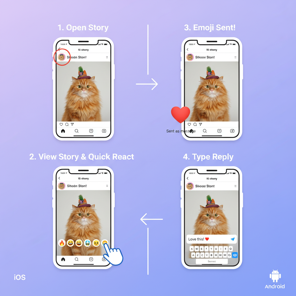 Accessing and Using Reaction Options — how to react on ig story effectively