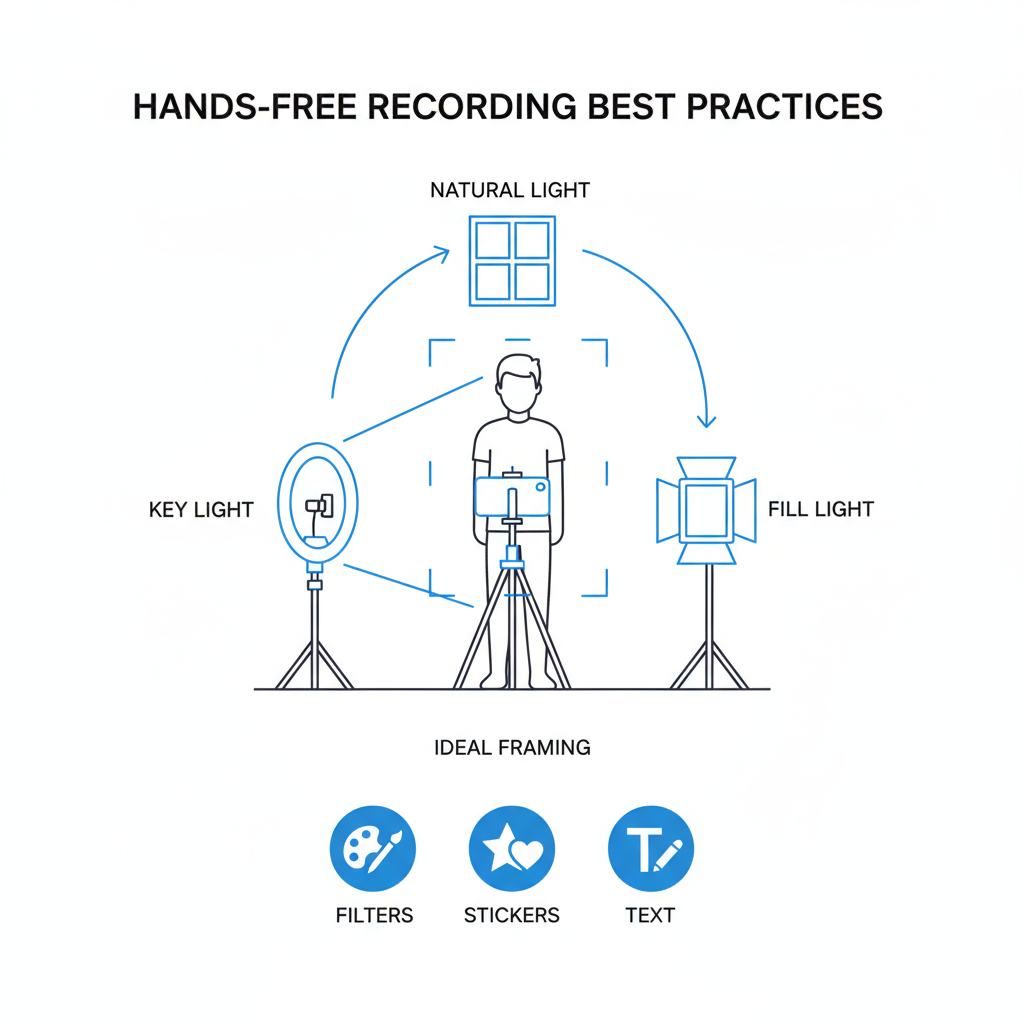 Opening the Stories Camera and Finding “Hands-Free” — how to record hands free instagram story