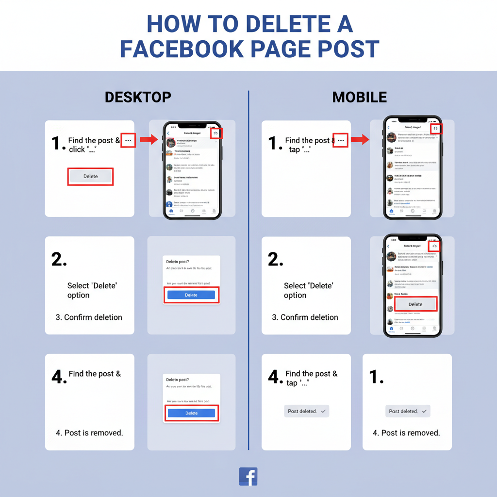 On Mobile App: — how to remove a post from facebook page