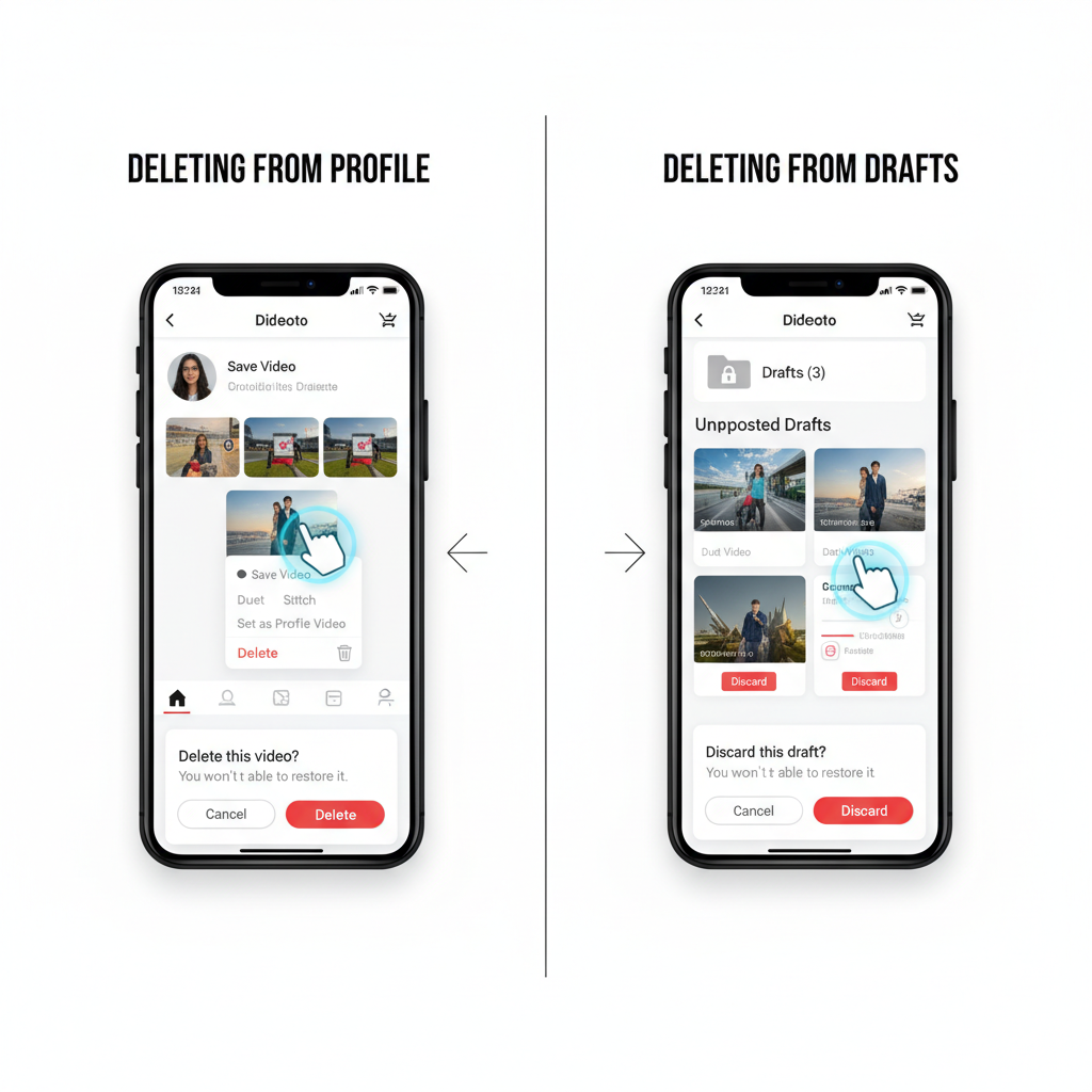 Finding in Drafts — how to remove tiktok videos