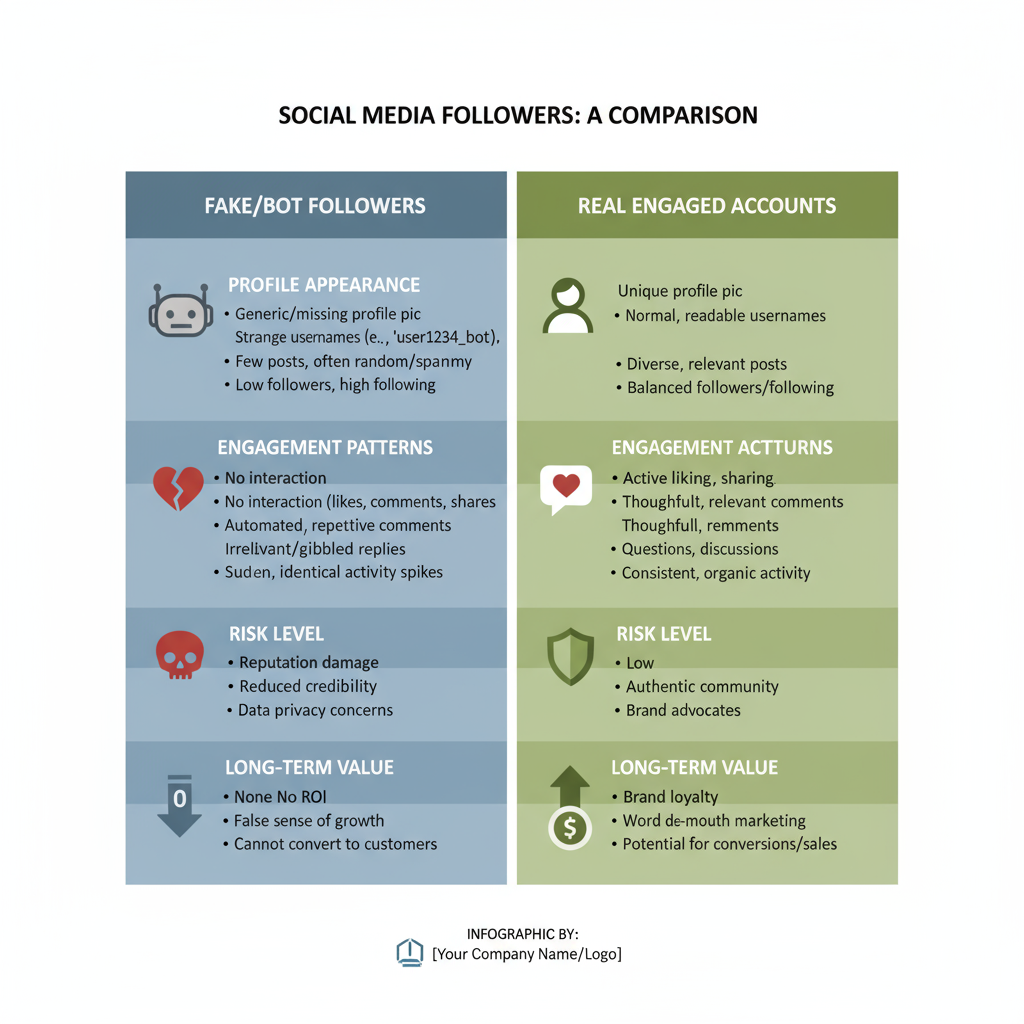 Differentiating Between Fake/Bot Followers and Real, Engaged Accounts — how to safely buy more instagram followers