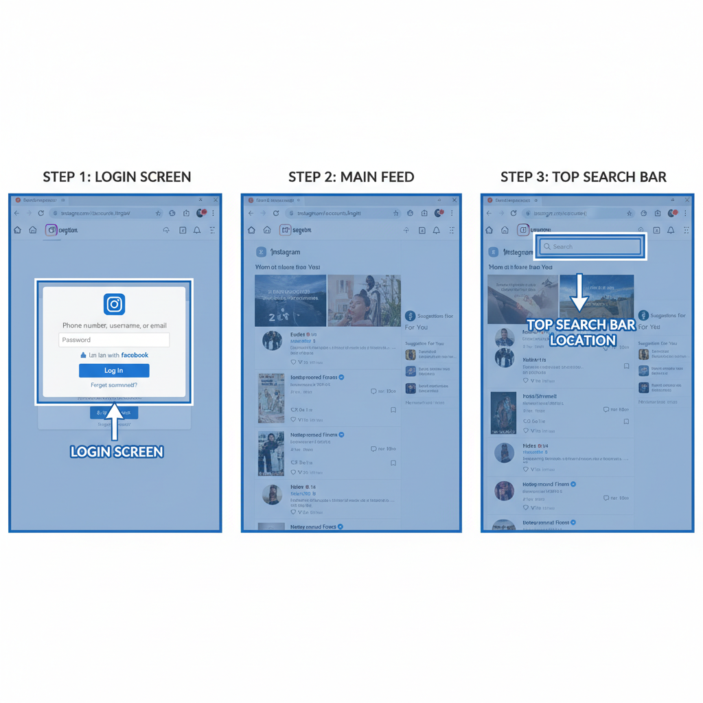 Steps to Search: — how to search on instagram pc