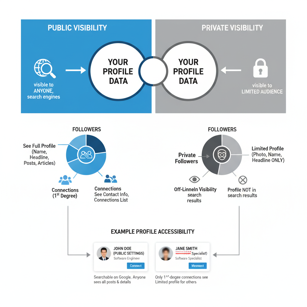 Public vs. Private Visibility — how to see someones followers on linkedin